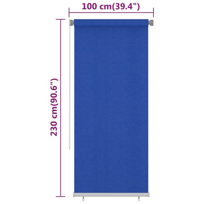 Outdoor Roller Blind 100x230 cm Blue HDPE