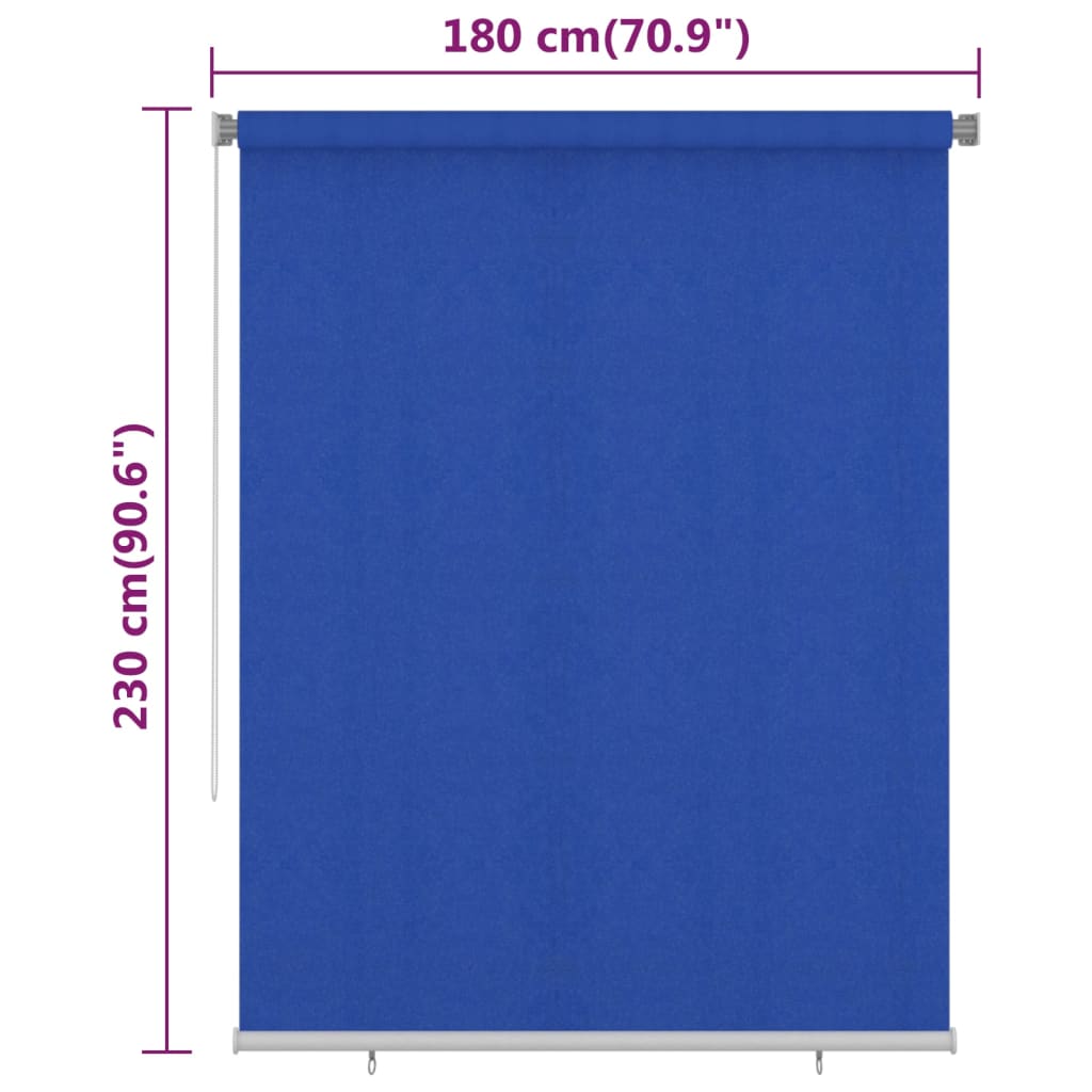 Outdoor Roller Blind 185(W)x230(H) cm Blue HDPE