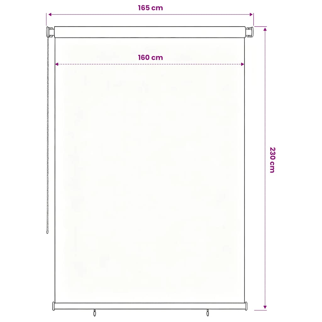 Outdoor Roller Blind 165(W)x230(H) cm Black