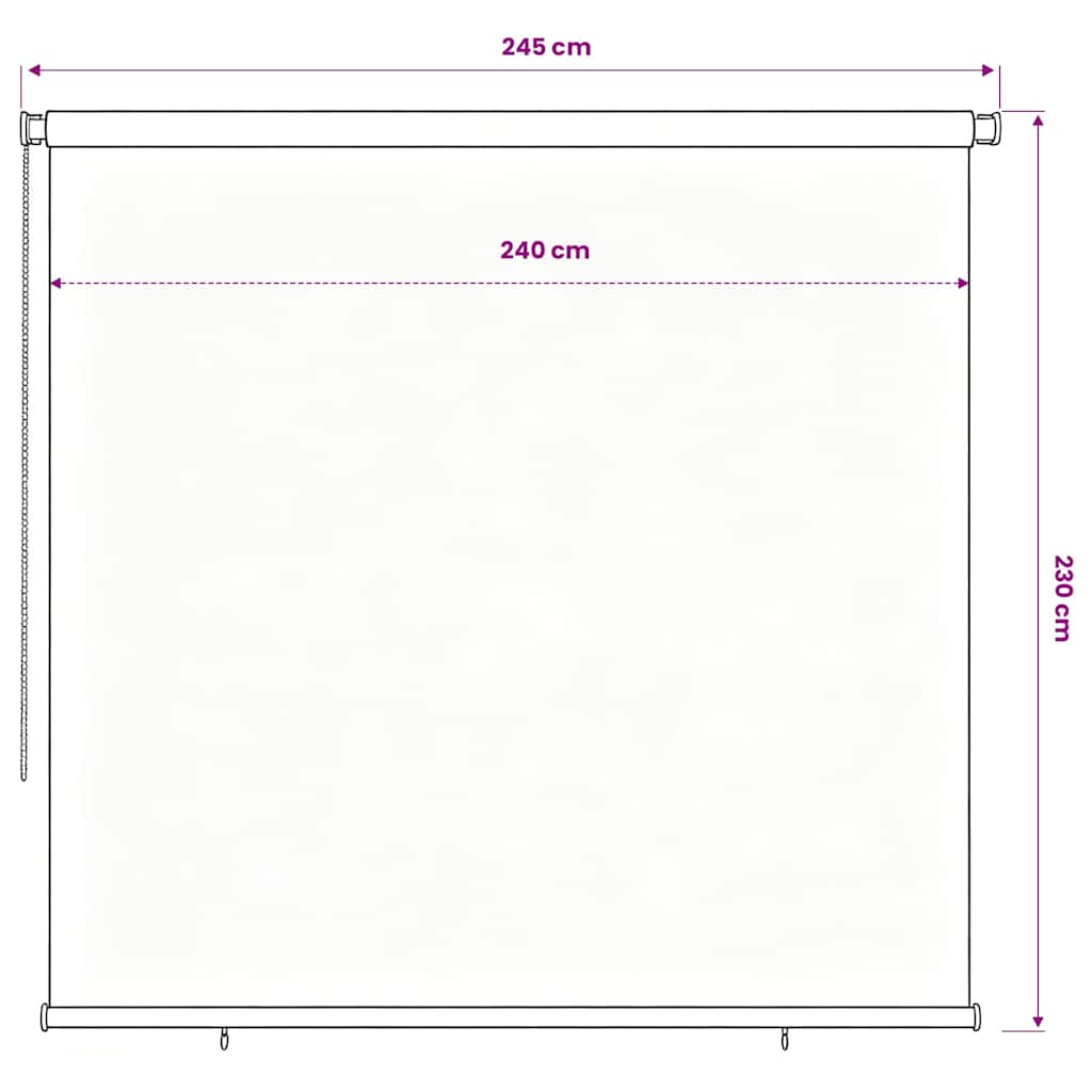 Outdoor Roller Blind 185(W)x230(H) cm Black