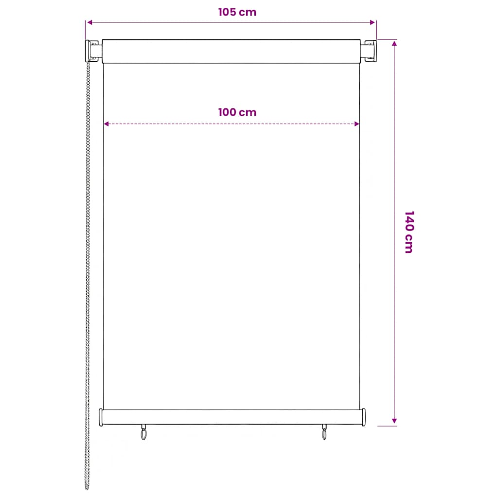 Outdoor Roller Blind 105(W)x140(H) cm Brown HDPE