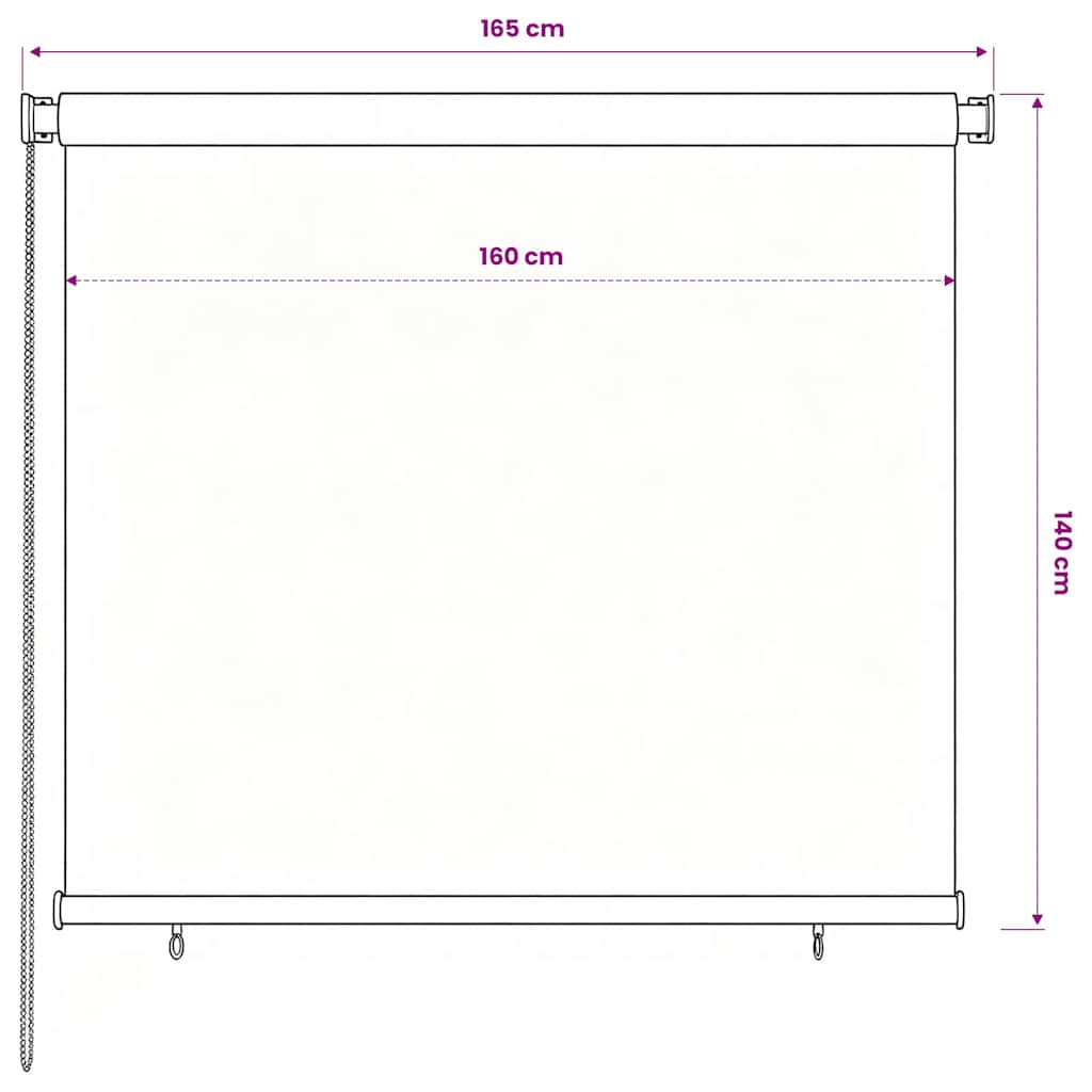 Outdoor Roller Blind 165(W)x140(H) cm Brown HDPE