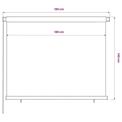 Outdoor Roller Blind 185(W)x140(H) cm Brown HDPE