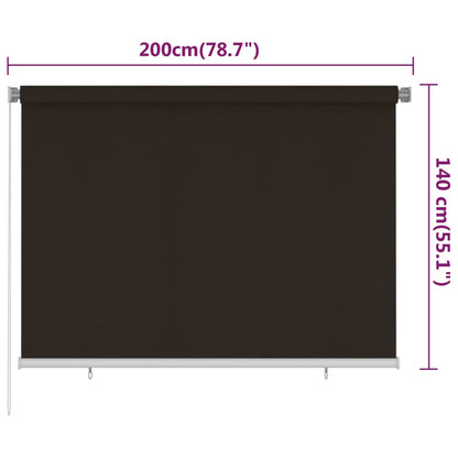 Outdoor Roller Blind 200x140 cm Brown HDPE