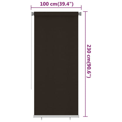 Outdoor Roller Blind 100x230 cm Brown HDPE