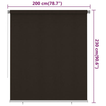 Outdoor Roller Blind 205(W)x230(H) cm Brown HDPE