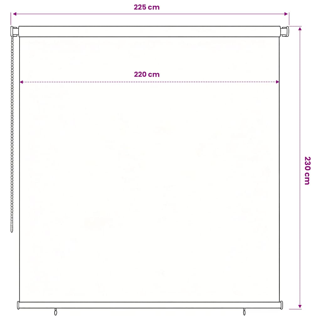Outdoor Roller Blind 225(W)x230(H) cm Brown HDPE