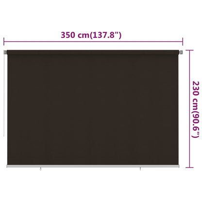 Outdoor Roller Blind 350x230 cm Brown HDPE