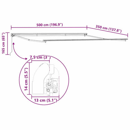 Awning Frame Manual White 500 x 350 cm Aluminium