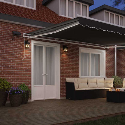 Awning Frame with LED Strip Lights White 450 x 300 cm Aluminium