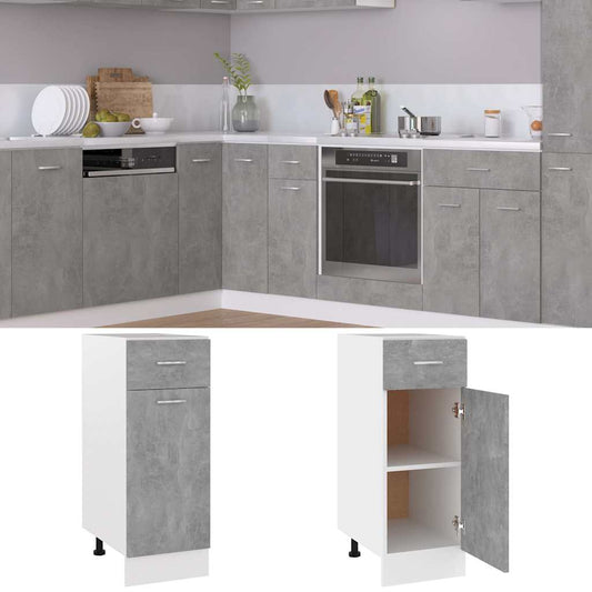 Drawer Bottom Cabinet | Concrete grey | Engineered wood | 30x46x81.5 cm