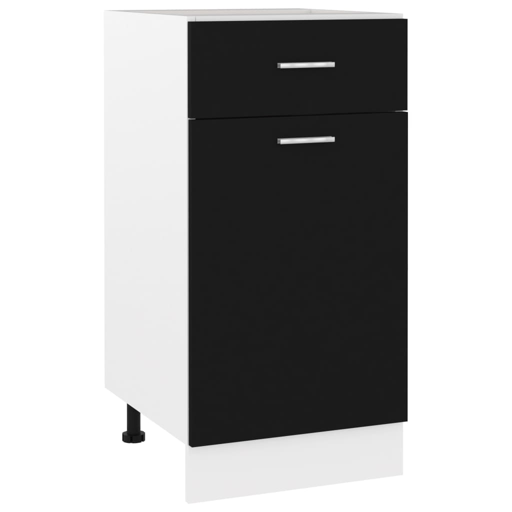 Drawer Bottom Cabinet | Black | Engineered Wood | Medium