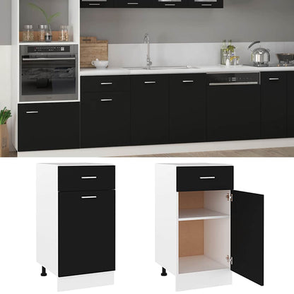 Drawer Bottom Cabinet | Black | Engineered Wood | Medium
