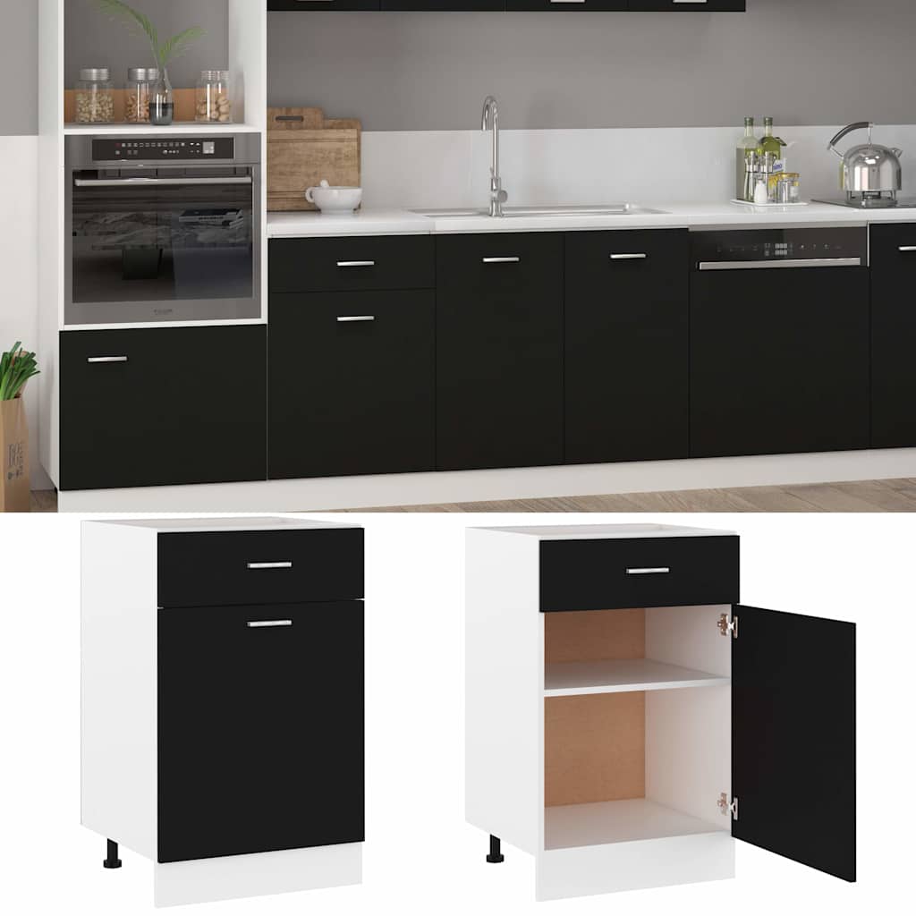 Drawer Bottom Cabinet | Black | Engineered wood | 50 x 46 x 81.5 cm