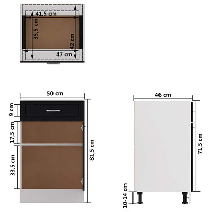 Drawer Bottom Cabinet | Black | Engineered wood | 50 x 46 x 81.5 cm