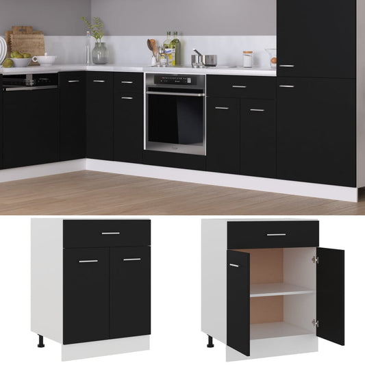 Drawer Bottom Cabinet Lyon Black 60x46x81.5 cm Engineered Wood
