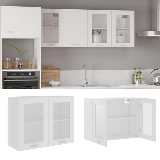 Hanging Glass Cabinet | White | Engineered wood, Glass | Medium