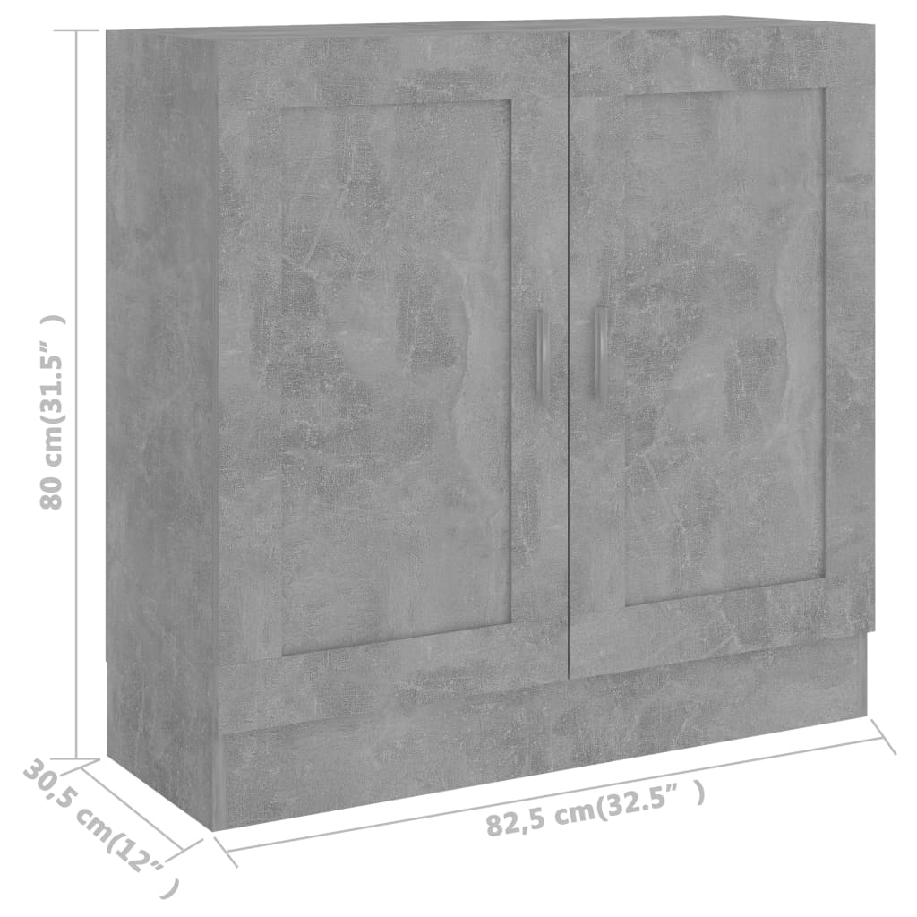 Book Cabinet Concrete Grey 82,5x30,5x80 cm Engineered Wood