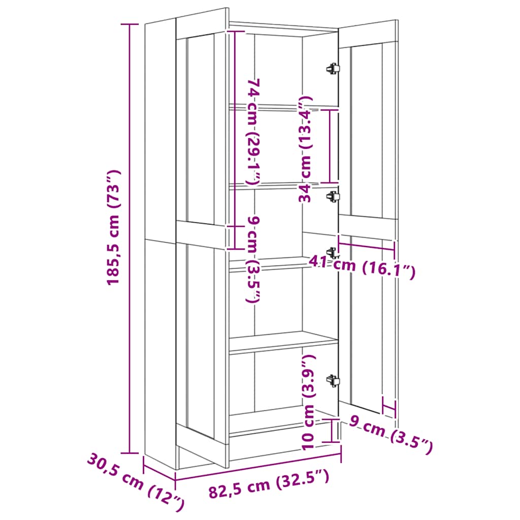 802732 vidaXL Book Cabinet White 82,5x30,5x185,5 cm Engineered Wood