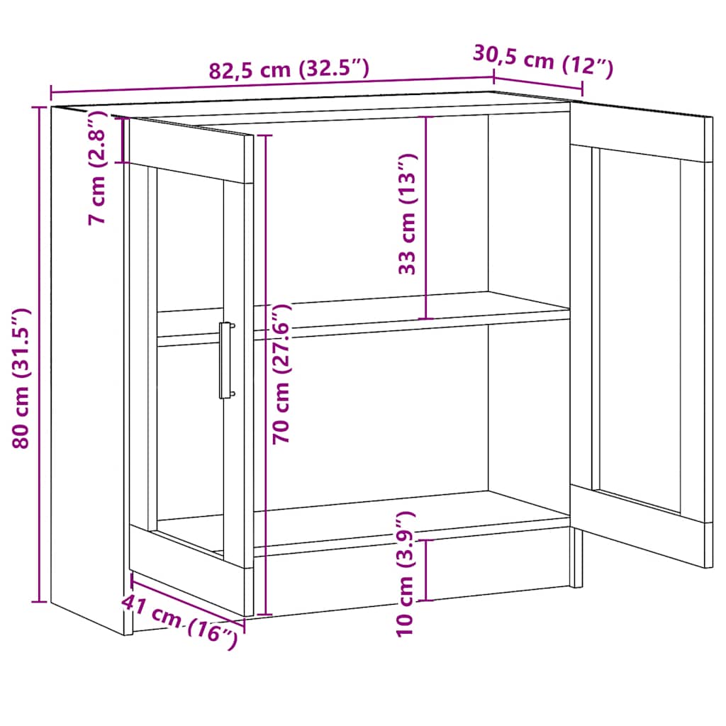802741 vidaXL Vitrine Cabinet White 82,5x30,5x80 cm Engineered Wood