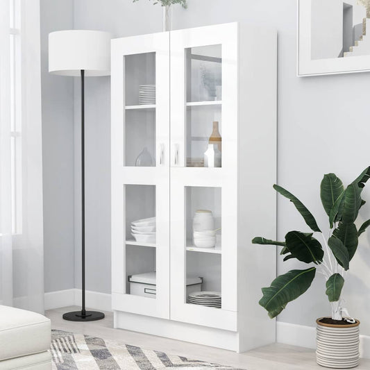 802759 vidaXL Vitrine Cabinet White 82,5x30,5x150 cm Engineered Wood