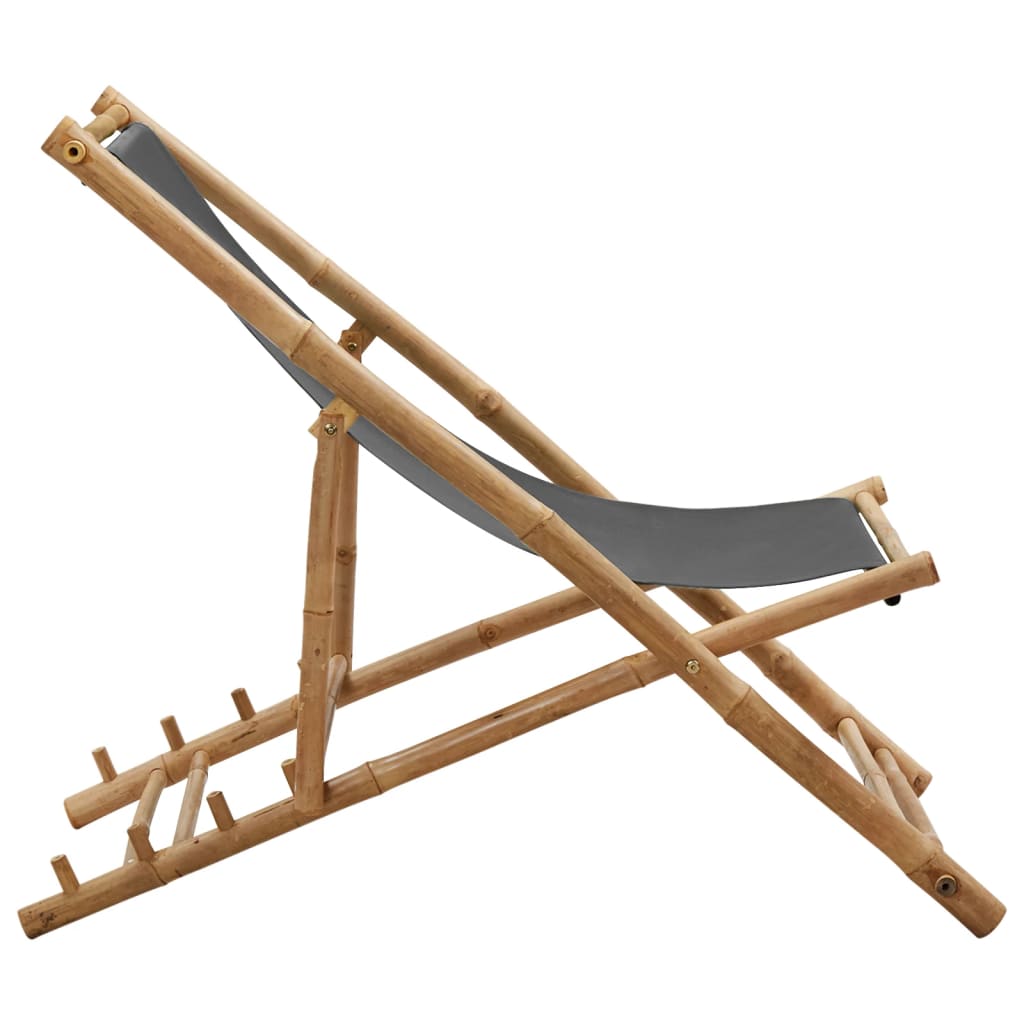 Deck Chair Bamboo and Canvas Dark Grey