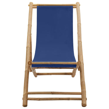 Deck Chair Bamboo and Canvas Navy Blue