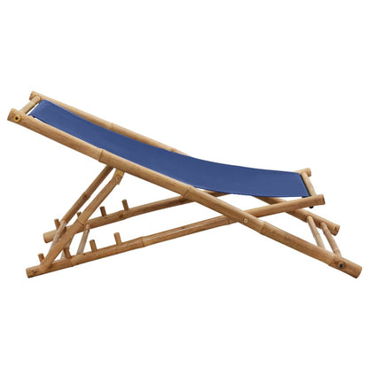 Deck Chair Bamboo and Canvas Navy Blue