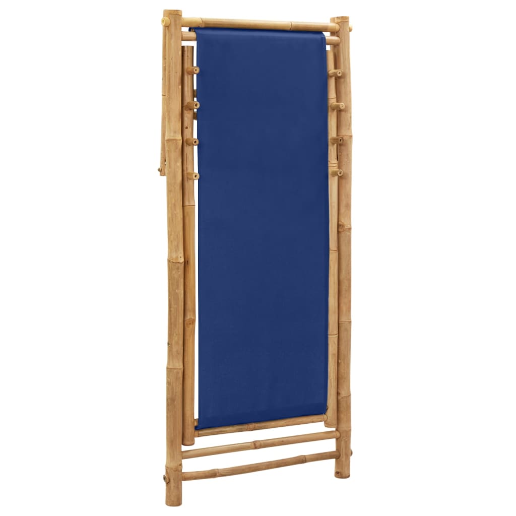 Deck Chair Bamboo and Canvas Navy Blue