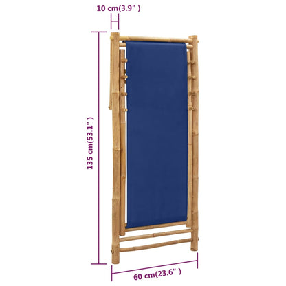 Deck Chair Bamboo and Canvas Navy Blue