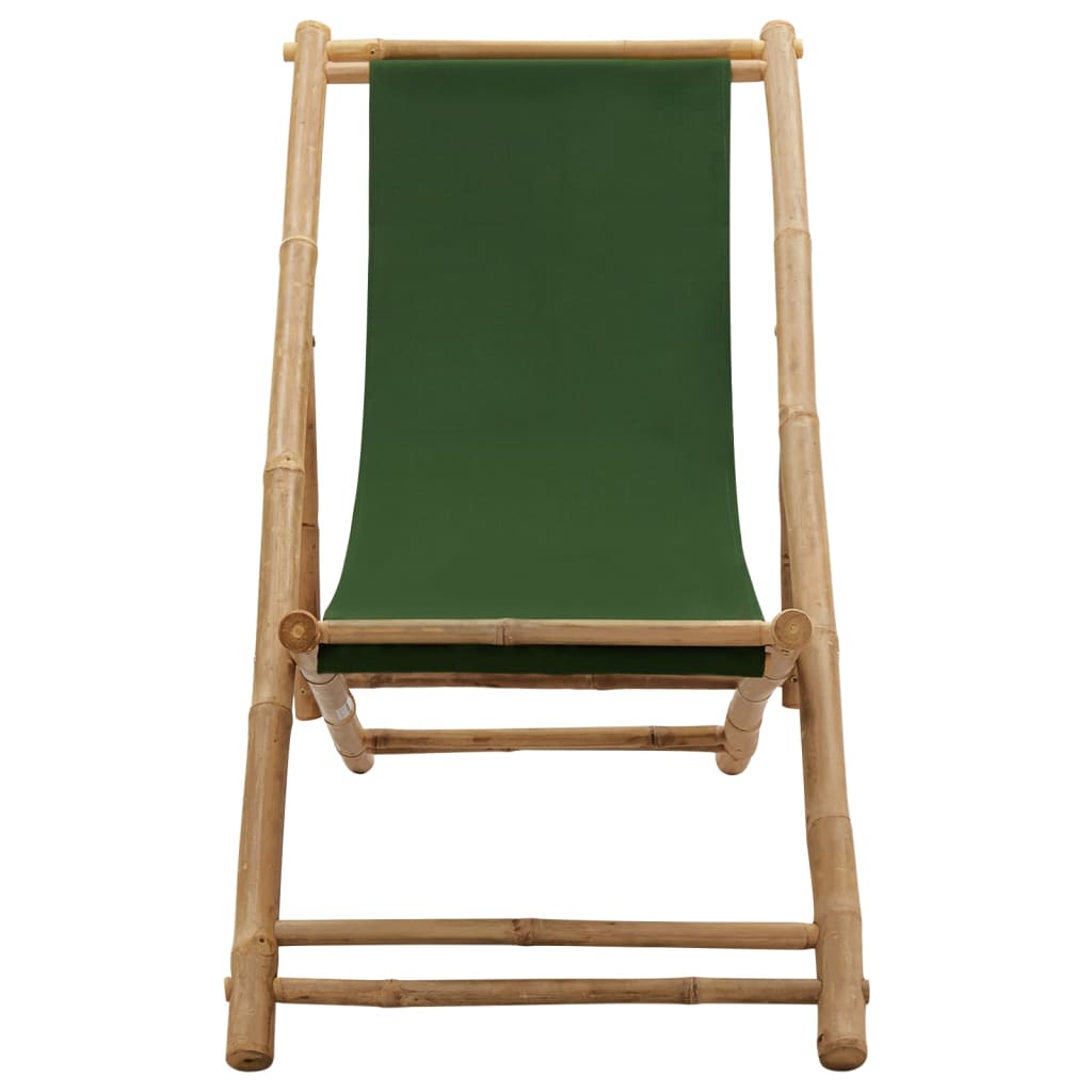 Beach Chair | Green | Bamboo and canvas | Perfect for adults | Foldable