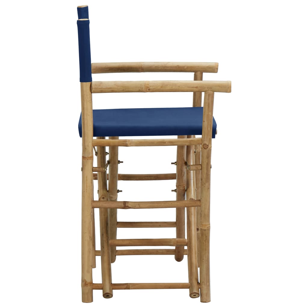 Director's Chair Set of 2 Blue Bamboo Standard Foldable