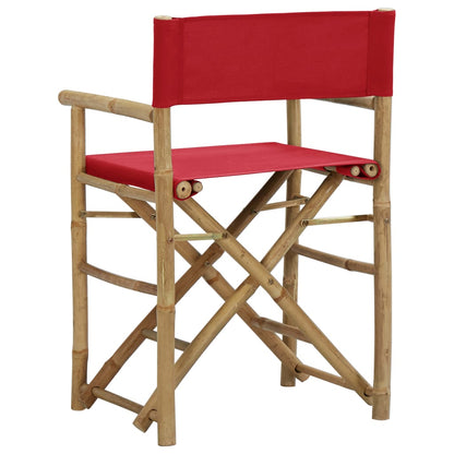 Director's Chair Set of 2 Red Bamboo, Polyester Standard