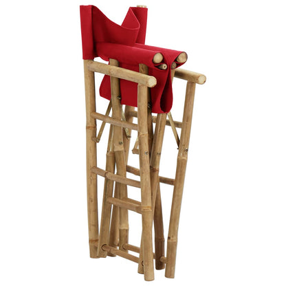Director's Chair Set of 2 Red Bamboo, Polyester Standard