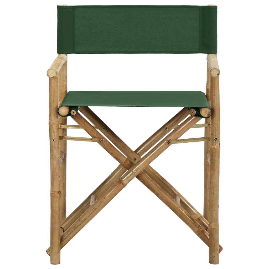 Directors Chair Set of 2 Green Bamboo, fabric (100% polyester)