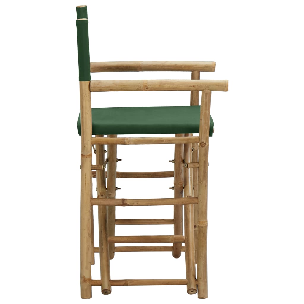 Directors Chair Set of 2 Green Bamboo, fabric (100% polyester)