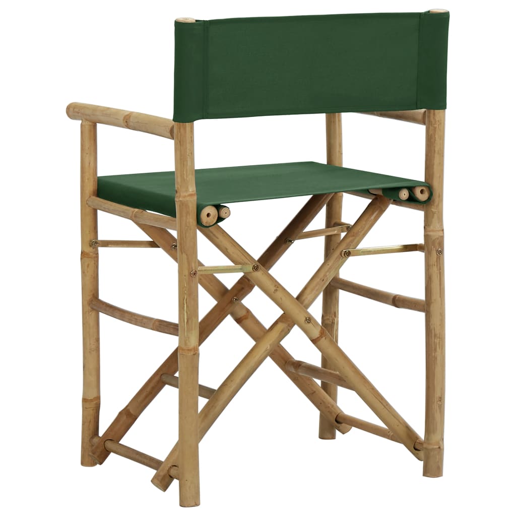 Directors Chair Set of 2 Green Bamboo, fabric (100% polyester)