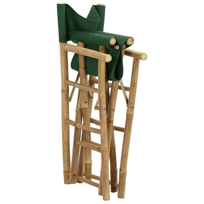 Directors Chair Set of 2 Green Bamboo, fabric (100% polyester)