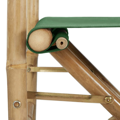 Directors Chair Set of 2 Green Bamboo, fabric (100% polyester)