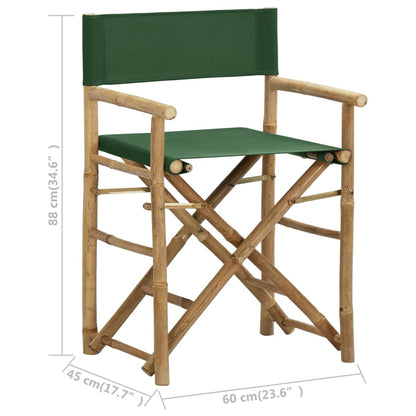 Directors Chair Set of 2 Green Bamboo, fabric (100% polyester)