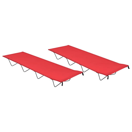 Camping Bed | Set of 2 | Red | 600D Oxford Fabric, Steel