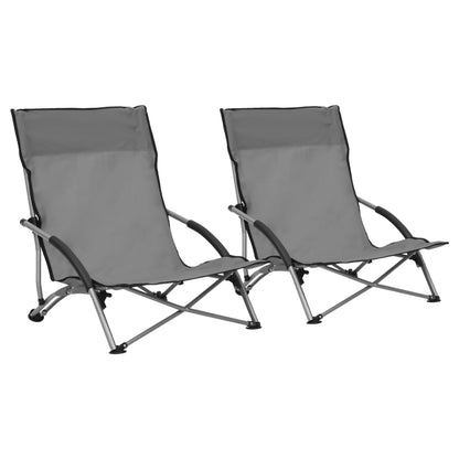 Beach Chair | Set of 2 | Grey | Oxford fabric, steel | Compact