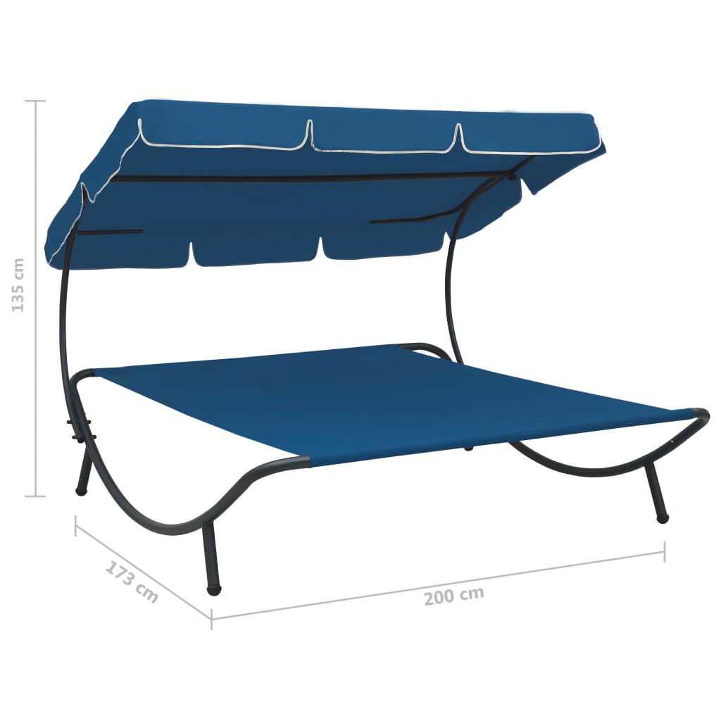 Outdoor Lounge Bed with Canopy Blue