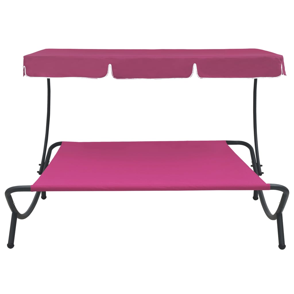 Outdoor Lounge Bed with Canopy Pink