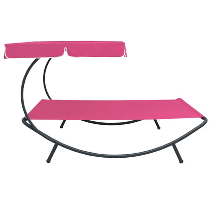 Outdoor Lounge Bed with Canopy Pink