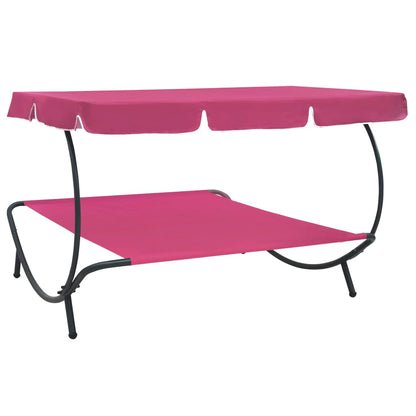 Outdoor Lounge Bed with Canopy Pink