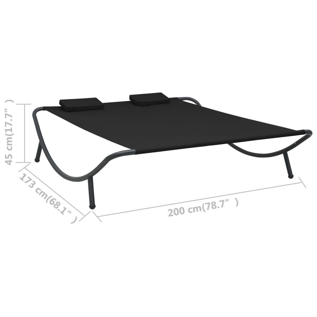 Patio Lounge Bed Fabric Black