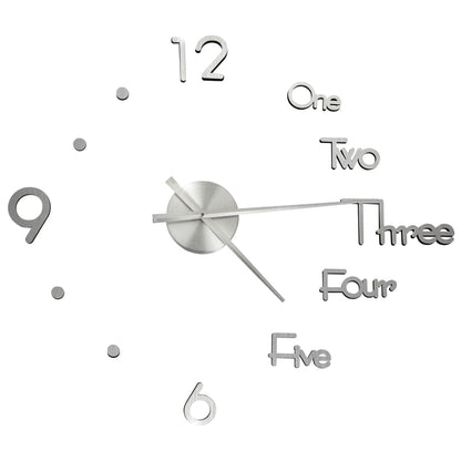 3D Wall Clock Modern Design Silver 100 cm XXL