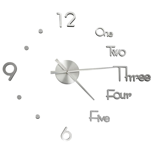 3D Wall Clock Modern Design Silver 100 cm XXL