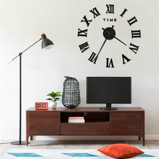 3d Wall Clock | Black | EVA (ethylene-vinyl acetate) | XXL | Modern